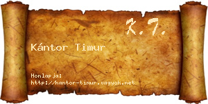 Kántor Timur névjegykártya